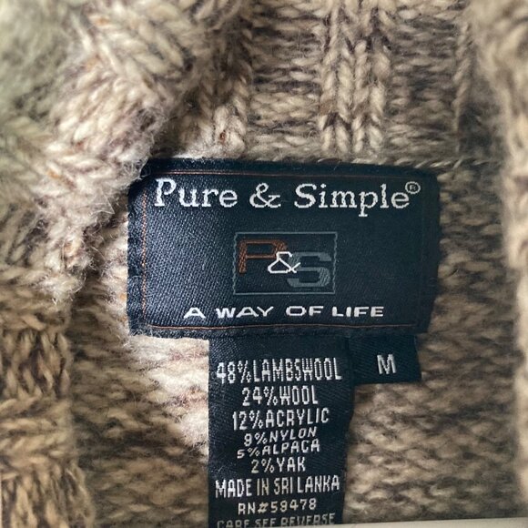 Pure & Simple Lambswool Blend Turtle Neck Sweater Marled Brown M - Picture 8 of 9